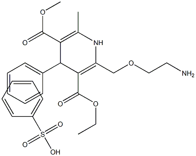 3-ethyl 5-methyl 2-[(2-aminoethoxy)methyl]-6-methyl-4-phenyl-1,4-dihydropyridine-3,5-dicarboxylate benzenesulfonate 结构式