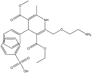 3-ethyl 5-methyl 2-[(2-aminoethoxy)methyl]-6-methyl-4-phenyl-1,4-dihydropyridine-3,5-dicarboxylate benzenesulfonate 化学構造式