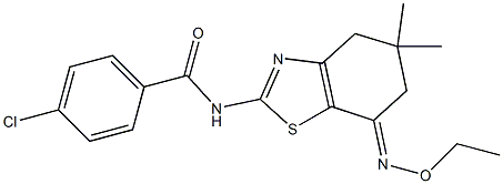4-chloro-N-[7-(ethoxyimino)-5,5-dimethyl-5,6-dihydro-1,3-benzothiazol-2(4H)-yl]benzenecarboxamide 结构式