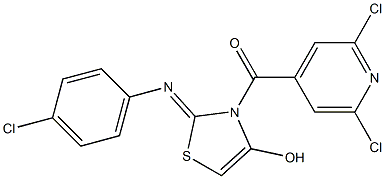 {2-[(4-chlorophenyl)imino]-4-hydroxy-2,3-dihydro-1,3-thiazol-3-yl}(2,6-dich loro-4-pyridyl)methanone,,结构式