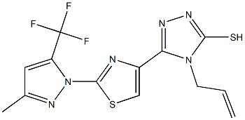 4-allyl-5-{2-[3-methyl-5-(trifluoromethyl)-1H-pyrazol-1-yl]-1,3-thiazol-4-yl}-4H-1,2,4-triazole-3-thiol 化学構造式
