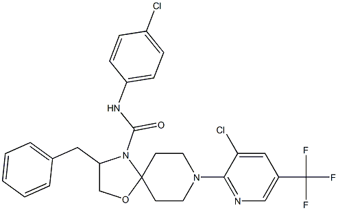 3-benzyl-N-(4-chlorophenyl)-8-[3-chloro-5-(trifluoromethyl)-2-pyridinyl]-1-oxa-4,8-diazaspiro[4.5]decane-4-carboxamide Structure