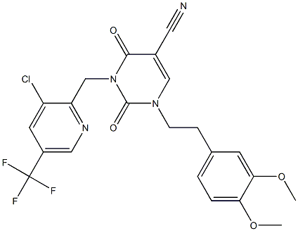 3-{[3-chloro-5-(trifluoromethyl)-2-pyridinyl]methyl}-1-(3,4-dimethoxyphenethyl)-2,4-dioxo-1,2,3,4-tetrahydro-5-pyrimidinecarbonitrile|
