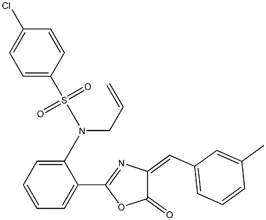 N1-allyl-N1-{2-[4-(3-methylbenzylidene)-5-oxo-4,5-dihydro-1,3-oxazol-2-yl]phenyl}-4-chlorobenzene-1-sulfonamide,,结构式