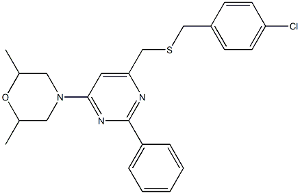  4-(6-{[(4-chlorobenzyl)sulfanyl]methyl}-2-phenyl-4-pyrimidinyl)-2,6-dimethylmorpholine