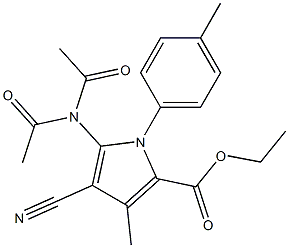 ethyl 4-cyano-5-(diacetylamino)-3-methyl-1-(4-methylphenyl)-1H-pyrrole-2-carboxylate Struktur