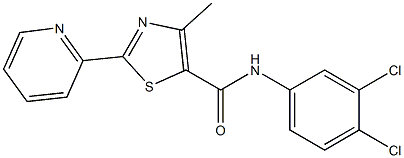 N-(3,4-dichlorophenyl)-4-methyl-2-(2-pyridinyl)-1,3-thiazole-5-carboxamide Struktur