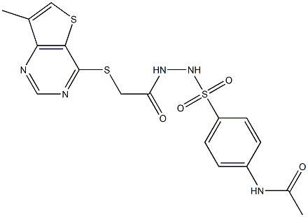 N1-{4-[(2-{2-[(7-methylthieno[3,2-d]pyrimidin-4-yl)thio]acetyl}hydrazino)sulfonyl]phenyl}acetamide,,结构式