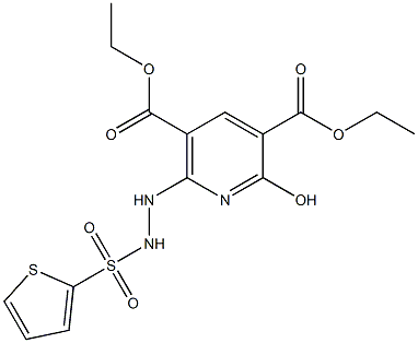 diethyl 2-hydroxy-6-[2-(2-thienylsulfonyl)hydrazino]-3,5-pyridinedicarboxylate Struktur