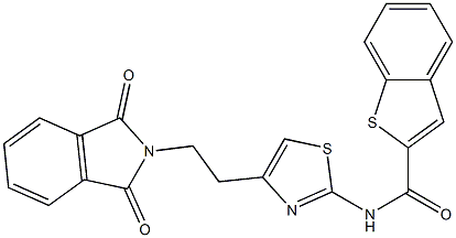 N-{4-[2-(1,3-dioxo-1,3-dihydro-2H-isoindol-2-yl)ethyl]-1,3-thiazol-2-yl}-1-benzothiophene-2-carboxamide Structure