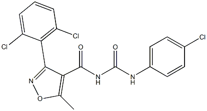 N-(4-chlorophenyl)-N'-{[3-(2,6-dichlorophenyl)-5-methylisoxazol-4-yl]carbonyl}urea Struktur