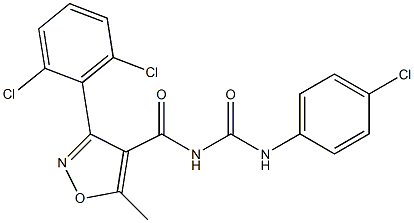 N-(4-chlorophenyl)-N'-{[3-(2,6-dichlorophenyl)-5-methylisoxazol-4-yl]carbonyl}urea 化学構造式