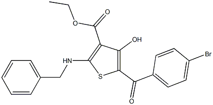 ethyl 2-(benzylamino)-5-(4-bromobenzoyl)-4-hydroxythiophene-3-carboxylate Struktur