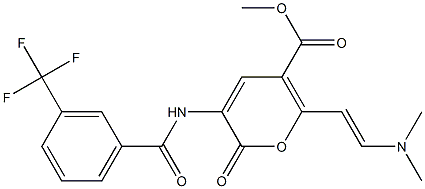 methyl 6-[(E)-2-(dimethylamino)ethenyl]-2-oxo-3-{[3-(trifluoromethyl)benzoyl]amino}-2H-pyran-5-carboxylate 结构式