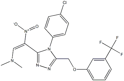 N-[2-(4-(4-chlorophenyl)-5-{[3-(trifluoromethyl)phenoxy]methyl}-4H-1,2,4-triazol-3-yl)-2-nitrovinyl]-N,N-dimethylamine Structure