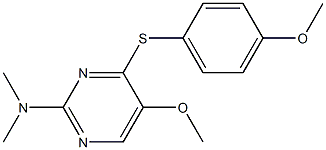 5-methoxy-4-[(4-methoxyphenyl)sulfanyl]-N,N-dimethyl-2-pyrimidinamine 结构式