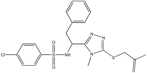 4-chloro-N-(1-{4-methyl-5-[(2-methyl-2-propenyl)sulfanyl]-4H-1,2,4-triazol-3-yl}-2-phenylethyl)benzenesulfonamide,,结构式