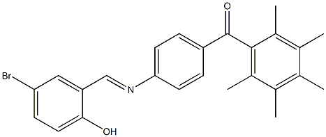 {4-[(5-bromo-2-hydroxybenzylidene)amino]phenyl}(2,3,4,5,6-pentamethylphenyl)methanone 结构式