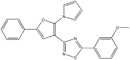 5-(3-methoxyphenyl)-3-[5-phenyl-2-(1H-pyrrol-1-yl)-3-furyl]-1,2,4-oxadiazole,,结构式