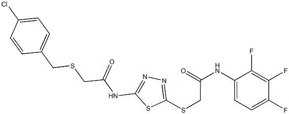 N1-(5-{[2-oxo-2-(2,3,4-trifluoroanilino)ethyl]thio}-1,3,4-thiadiazol-2-yl)-2-[(4-chlorobenzyl)thio]acetamide 结构式