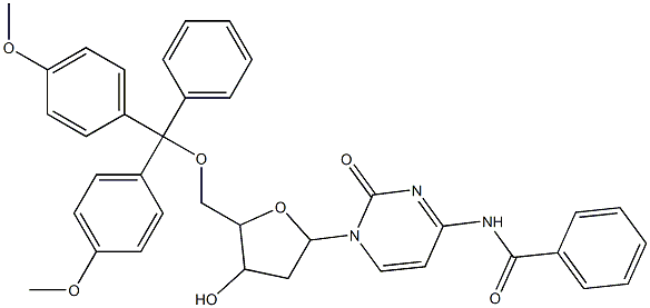 N-[1-(5-{[bis(4-methoxyphenyl)(phenyl)methoxy]methyl}-4-hydroxytetrahydrofuran-2-yl)-2-oxo-1,2-dihydropyrimidin-4-yl]benzamide Structure