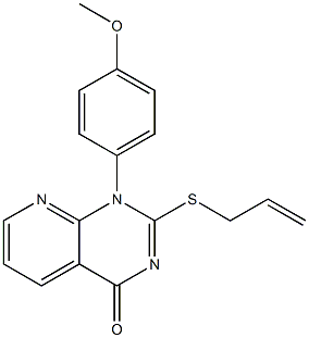 2-(allylthio)-1-(4-methoxyphenyl)-1,4-dihydropyrido[2,3-d]pyrimidin-4-one 化学構造式