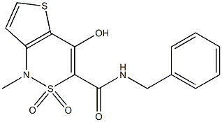 N-benzyl-4-hydroxy-1-methyl-2,2-dioxo-1,2-dihydro-2lambda~6~-thieno[3,2-c][1,2]thiazine-3-carboxamide 化学構造式