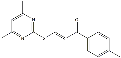 3-[(4,6-dimethylpyrimidin-2-yl)thio]-1-(4-methylphenyl)prop-2-en-1-one 化学構造式
