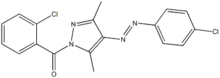 (2-chlorophenyl){4-[2-(4-chlorophenyl)diaz-1-enyl]-3,5-dimethyl-1H-pyrazol-1-yl}methanone,,结构式