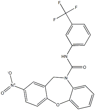 2-nitro-N-[3-(trifluoromethyl)phenyl]dibenzo[b,f][1,4]oxazepine-10(11H)-carboxamide Struktur