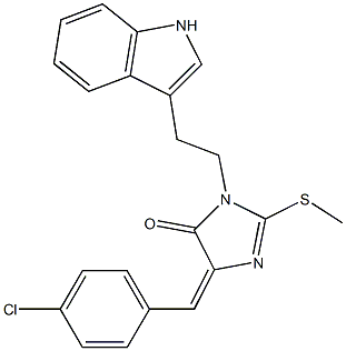 4-(4-chlorobenzylidene)-1-[2-(1H-indol-3-yl)ethyl]-2-(methylthio)-4,5-dihydro-1H-imidazol-5-one,,结构式