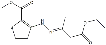 methyl 3-[2-(3-ethoxy-1-methyl-3-oxopropylidene)hydrazino]thiophene-2-carboxylate 化学構造式