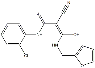 N1-(2-chlorophenyl)-2-cyano-3-[(2-furylmethyl)amino]-3-hydroxyprop-2-enethioamide Structure