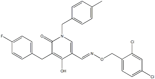 5-(4-fluorobenzyl)-4-hydroxy-1-(4-methylbenzyl)-6-oxo-1,6-dihydro-3-pyridinecarbaldehyde O-(2,4-dichlorobenzyl)oxime Structure