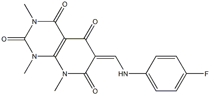 6-[(4-fluoroanilino)methylidene]-1,3,8-trimethyl-1,2,3,4,5,6,7,8-octahydropyrido[2,3-d]pyrimidine-2,4,5,7-tetraone