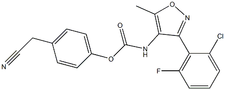 4-(cyanomethyl)phenyl N-[3-(2-chloro-6-fluorophenyl)-5-methylisoxazol-4-yl]carbamate Struktur