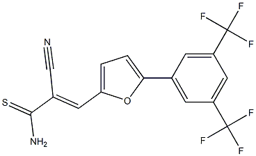 2-cyano-3-{5-[3,5-di(trifluoromethyl)phenyl]-2-furyl}prop-2-enethioamide Struktur