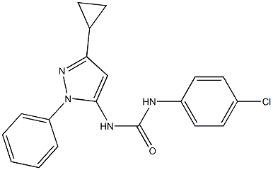 N-(4-chlorophenyl)-N'-(3-cyclopropyl-1-phenyl-1H-pyrazol-5-yl)urea Struktur