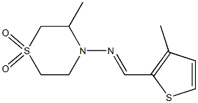 3-methyl-4-{[(3-methyl-2-thienyl)methylidene]amino}-1lambda~6~,4-thiazinane-1,1-dione,,结构式
