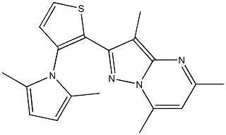 2-[3-(2,5-dimethyl-1H-pyrrol-1-yl)-2-thienyl]-3,5,7-trimethylpyrazolo[1,5-a]pyrimidine 化学構造式