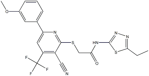 2-{[3-cyano-6-(3-methoxyphenyl)-4-(trifluoromethyl)-2-pyridinyl]sulfanyl}-N-(5-ethyl-1,3,4-thiadiazol-2-yl)acetamide