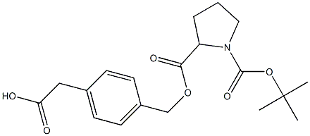 2-{4-[({[1-(tert-butoxycarbonyl)tetrahydro-1H-pyrrol-2-yl]carbonyl}oxy)meth yl]phenyl}acetic acid Struktur