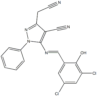 3-(cyanomethyl)-5-[(3,5-dichloro-2-hydroxybenzylidene)amino]-1-phenyl-1H-pyrazole-4-carbonitrile