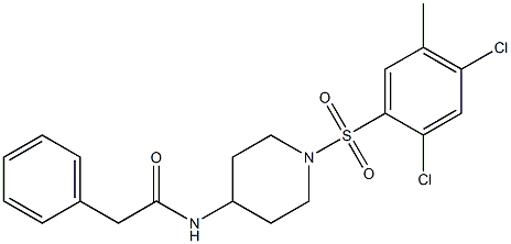 N-{1-[(2,4-dichloro-5-methylphenyl)sulfonyl]piperidin-4-yl}-2-phenylacetamide 化学構造式