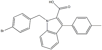 1-(4-bromobenzyl)-3-(4-methylphenyl)-1H-indole-2-carboxylic acid 化学構造式