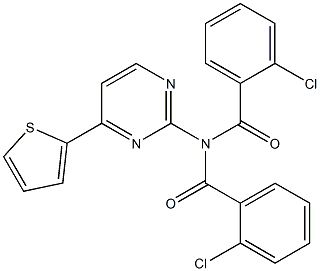 2-chloro-N-(2-chlorobenzoyl)-N-[4-(2-thienyl)-2-pyrimidinyl]benzenecarboxamide,,结构式