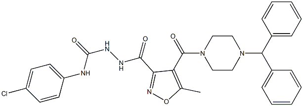2-({4-[(4-benzhydrylpiperazino)carbonyl]-5-methyl-3-isoxazolyl}carbonyl)-N-(4-chlorophenyl)-1-hydrazinecarboxamide Structure