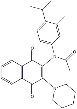 N-(1,4-dioxo-3-piperidino-1,4-dihydro-2-naphthalenyl)-N-(4-isopropyl-3-methylphenyl)acetamide Struktur