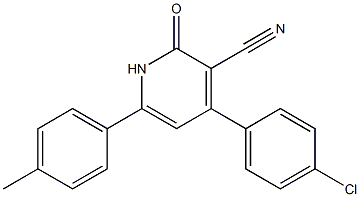 4-(4-chlorophenyl)-6-(4-methylphenyl)-2-oxo-1,2-dihydro-3-pyridinecarbonitrile,,结构式