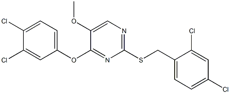 2-[(2,4-dichlorobenzyl)sulfanyl]-4-(3,4-dichlorophenoxy)-5-methoxypyrimidine,,结构式